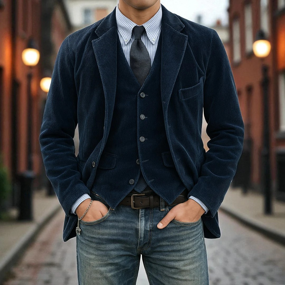 Eduardo | 2-teiliges Set: Blazer und Cordweste