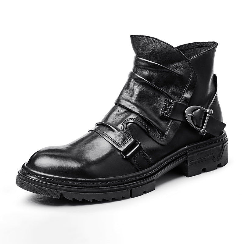 Botas de hombre marrón de color sólido con cordones, botas Martin