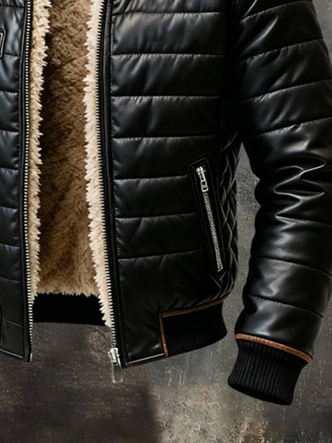 SCHWARZE JACKE MIT SHERPA-FUTTER