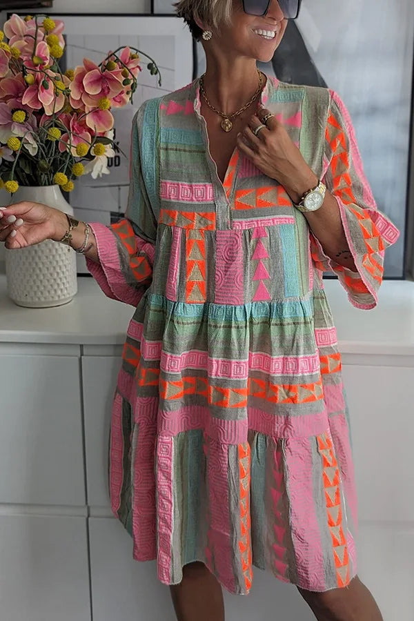 Juliane | Boho-Swing-Kleid mit Rüschendetails