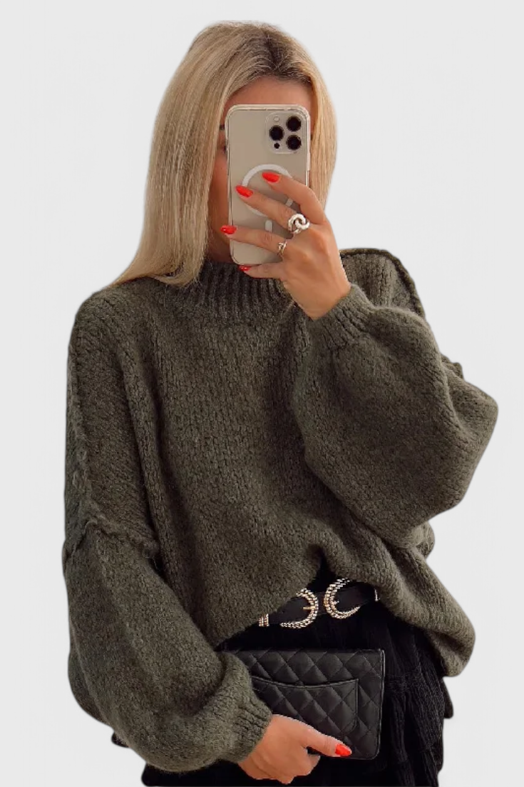 Cassia Oversize-Strickpullover mit Ballonärmeln