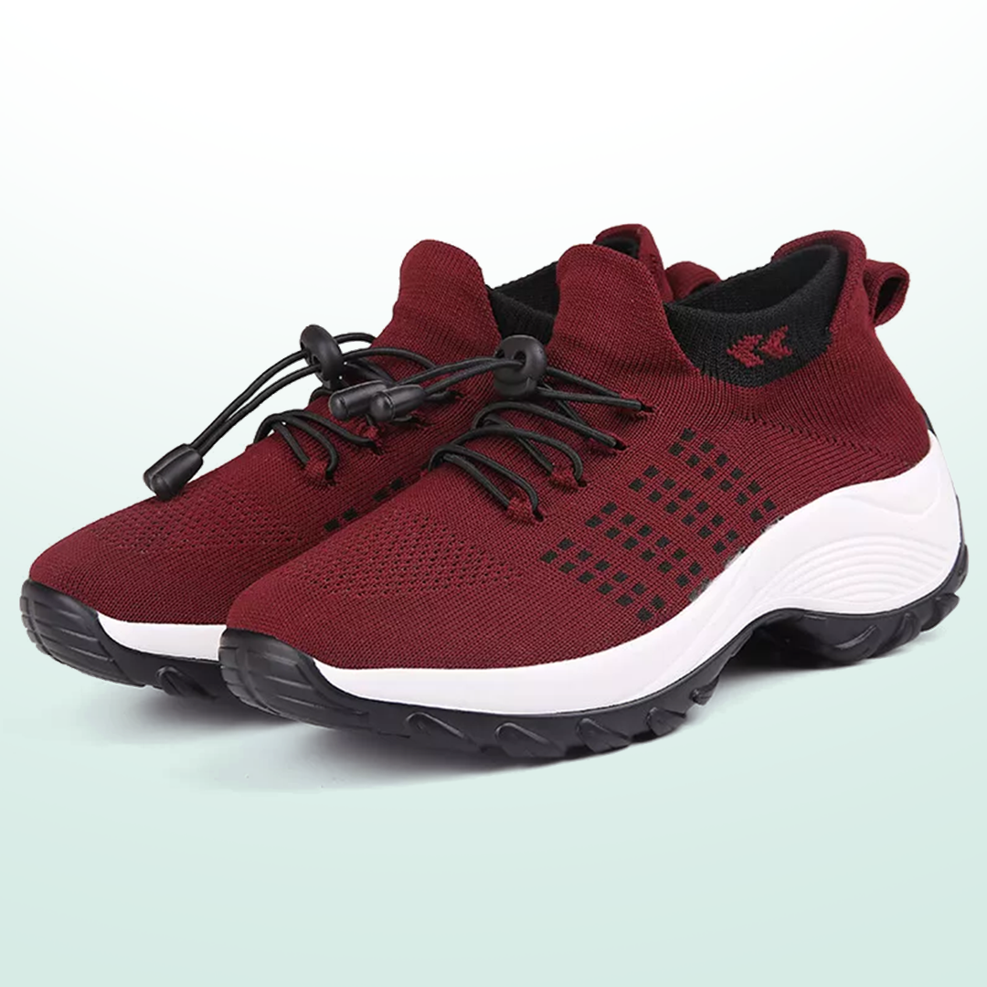 Orthopädische Strickschuhe Ambulo - Schwarz Rot