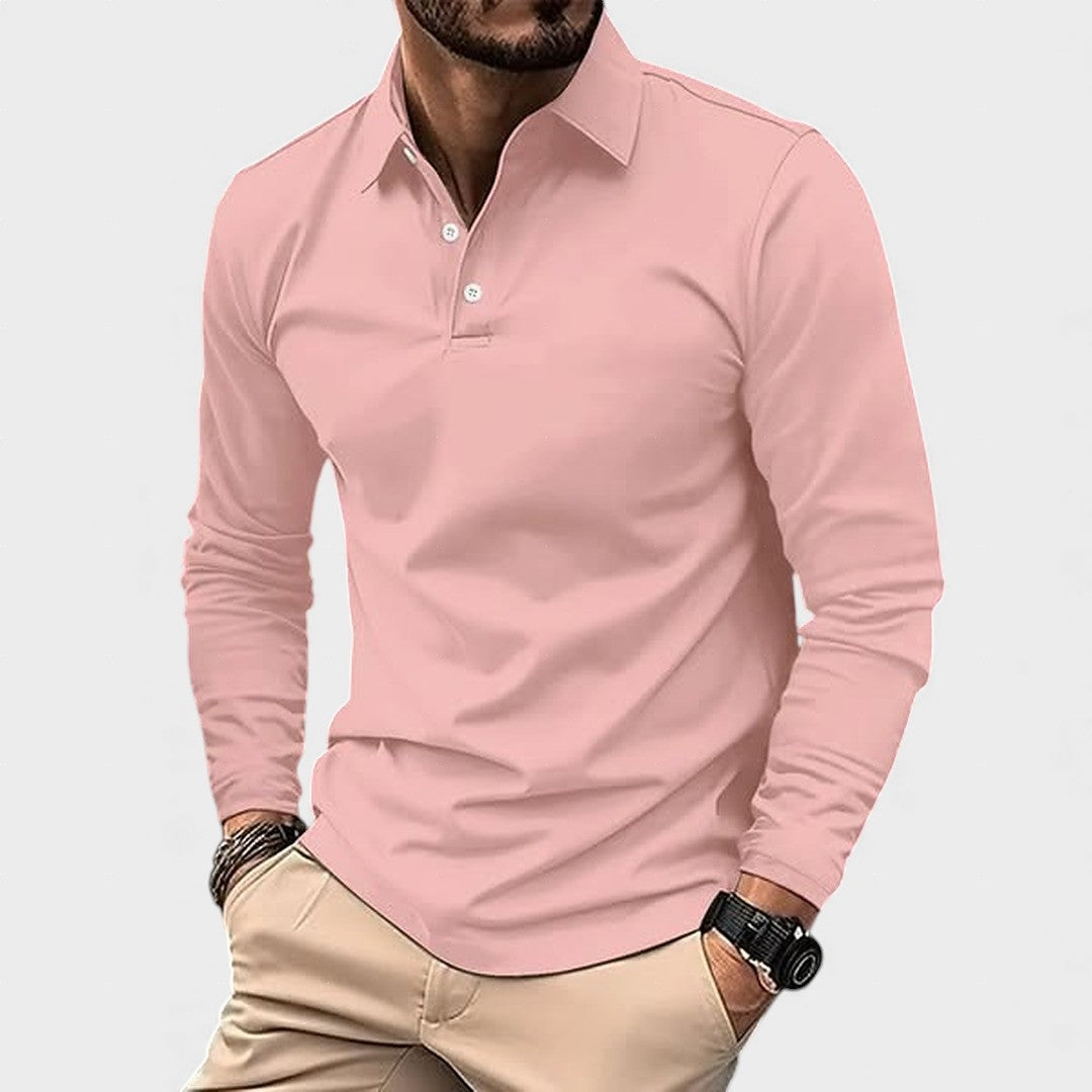 Guillermo™ | Rosa Langarm-Poloshirt für die Freizeit