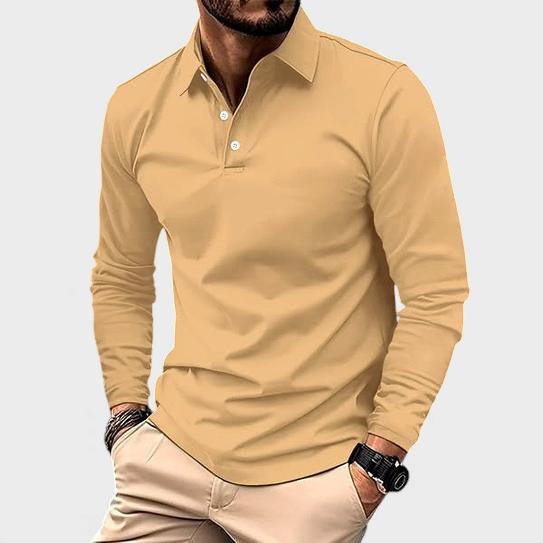 Guillermo™ | Freizeit-Langarm-Polohemd Khaki