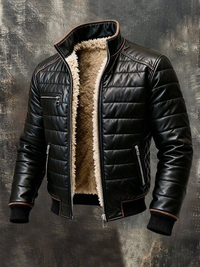 SCHWARZE JACKE MIT SHERPA-FUTTER
