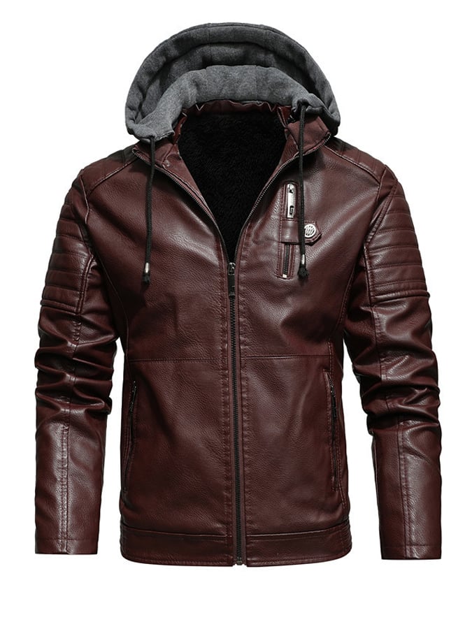 GEBRAUCHTE KUNSTLEDERJACKE MIT VORDERKAPUZE