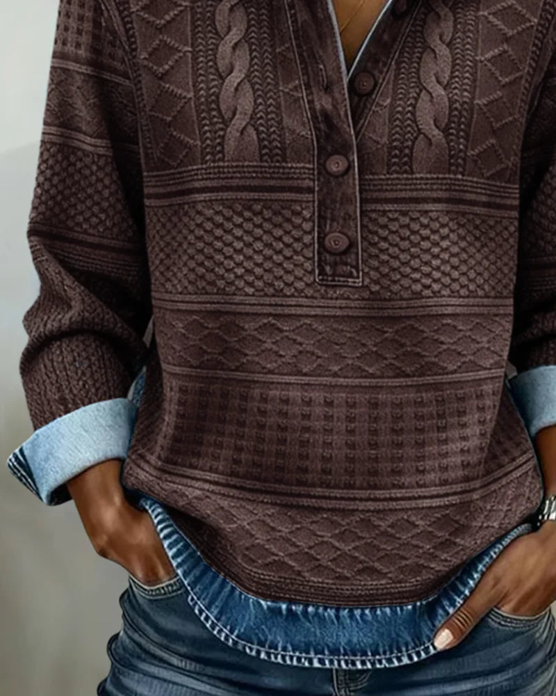 Melkorka – Modisches Halbknopf-Sweatshirt mit Klappe