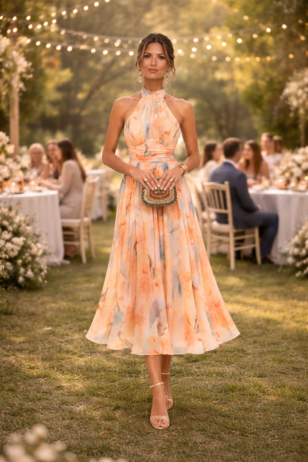 Esther™ | Neckholderkleid mit Aquarelldruck