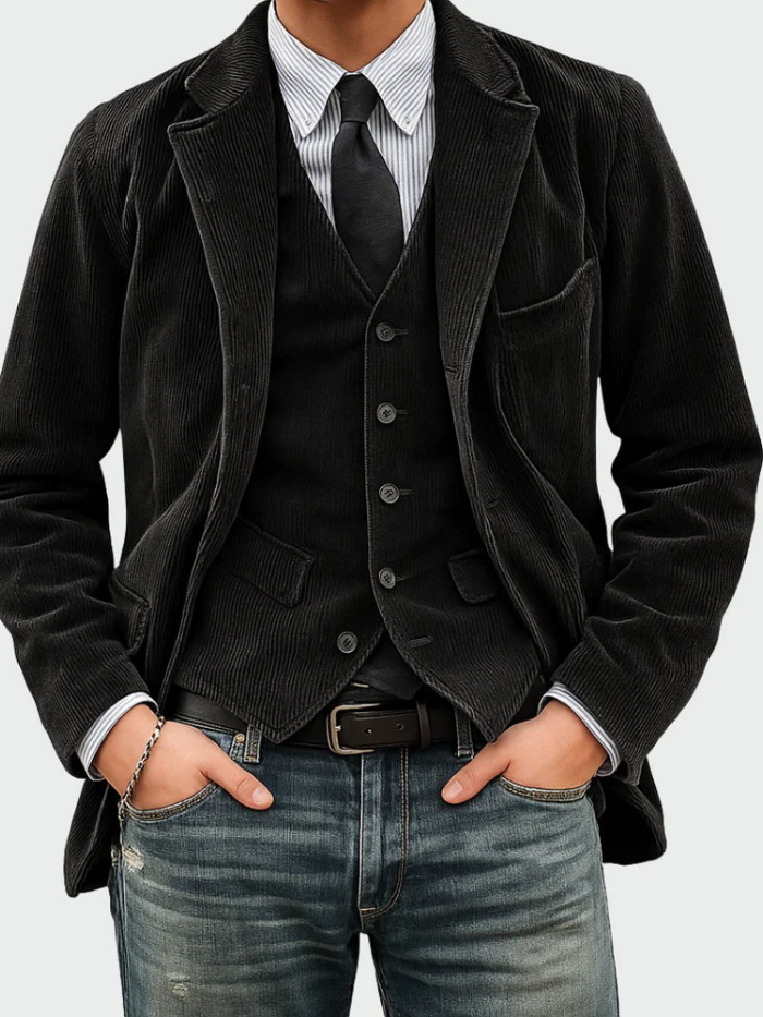 Eduardo | 2-teiliges Set: Blazer und Cordweste