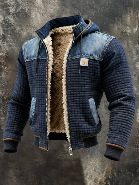 CHAQUETA DONJACK CON QUILTING EN AZUL MARINO Y DETALLES EN DENIM