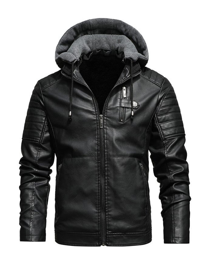 GEBRAUCHTE KUNSTLEDERJACKE MIT VORDERKAPUZE