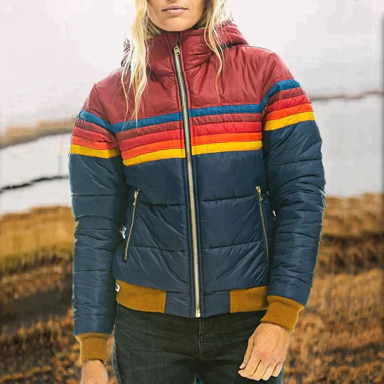 Ines - Retro-Jacke mit Kunstfellkapuze