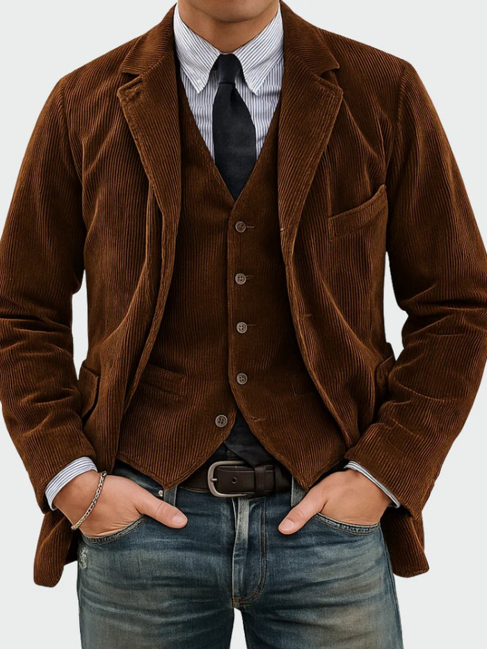 Eduardo | 2-teiliges Set: Blazer und Cordweste