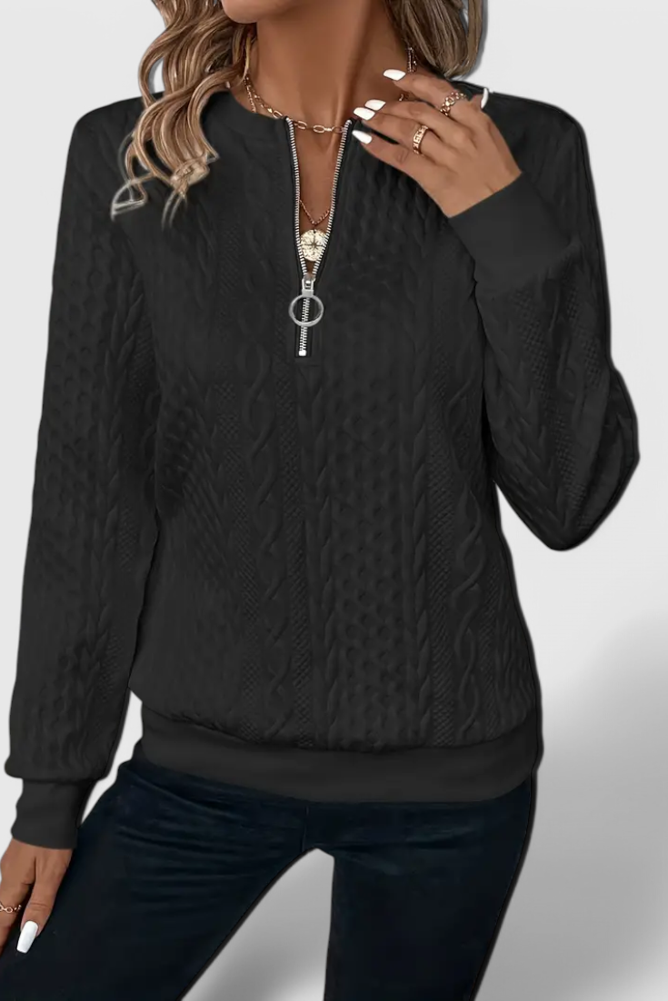 Zoey | Weicher Strickpullover mit Reißverschluss