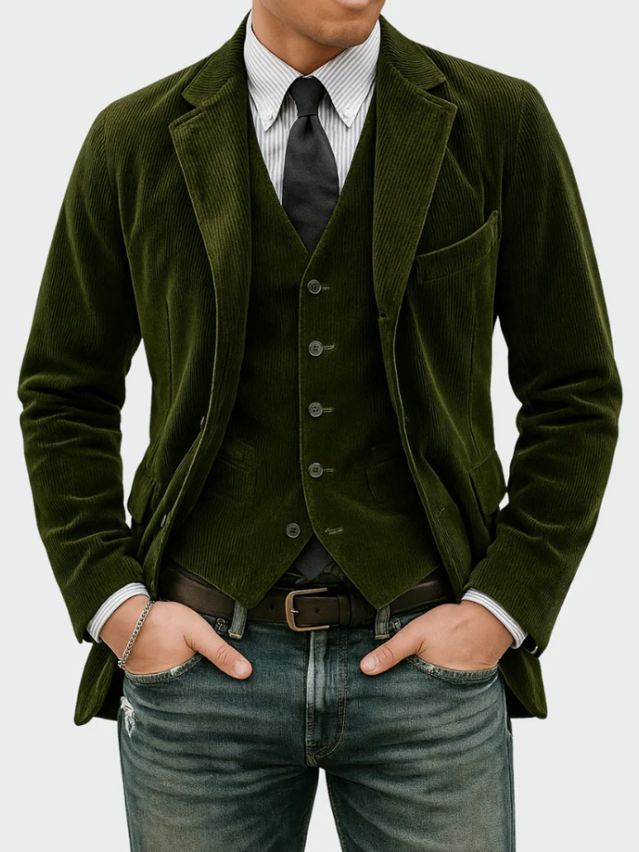 Eduardo | 2-teiliges Set: Blazer und Cordweste