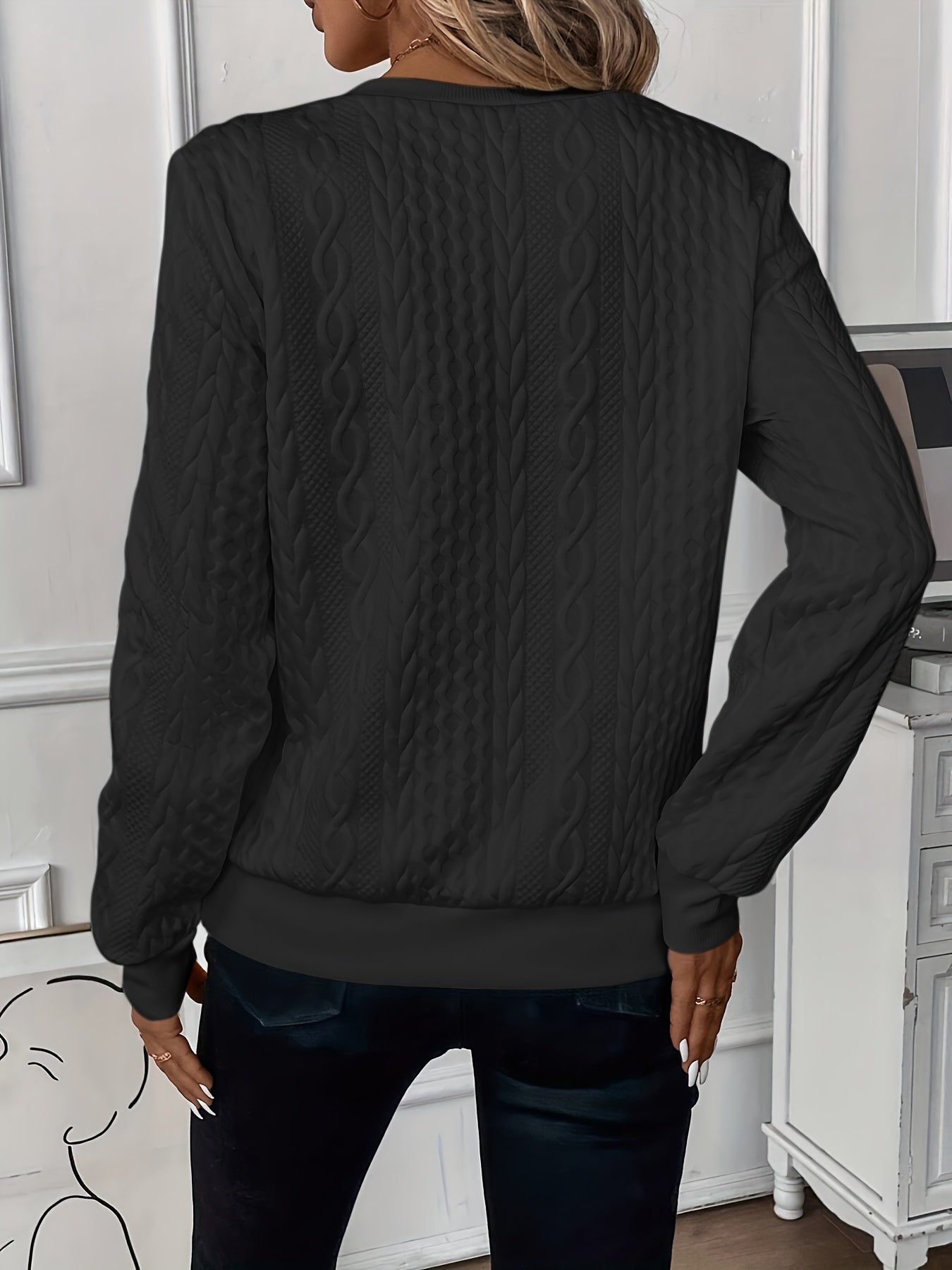 Amalie – Damen Strickpullover mit Zopfmuster und Reißverschluss