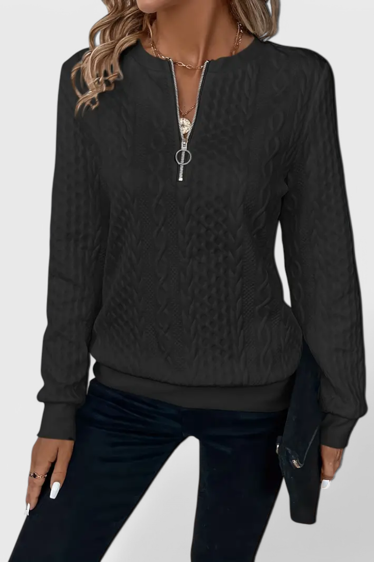 Zoey | Weicher Strickpullover mit Reißverschluss