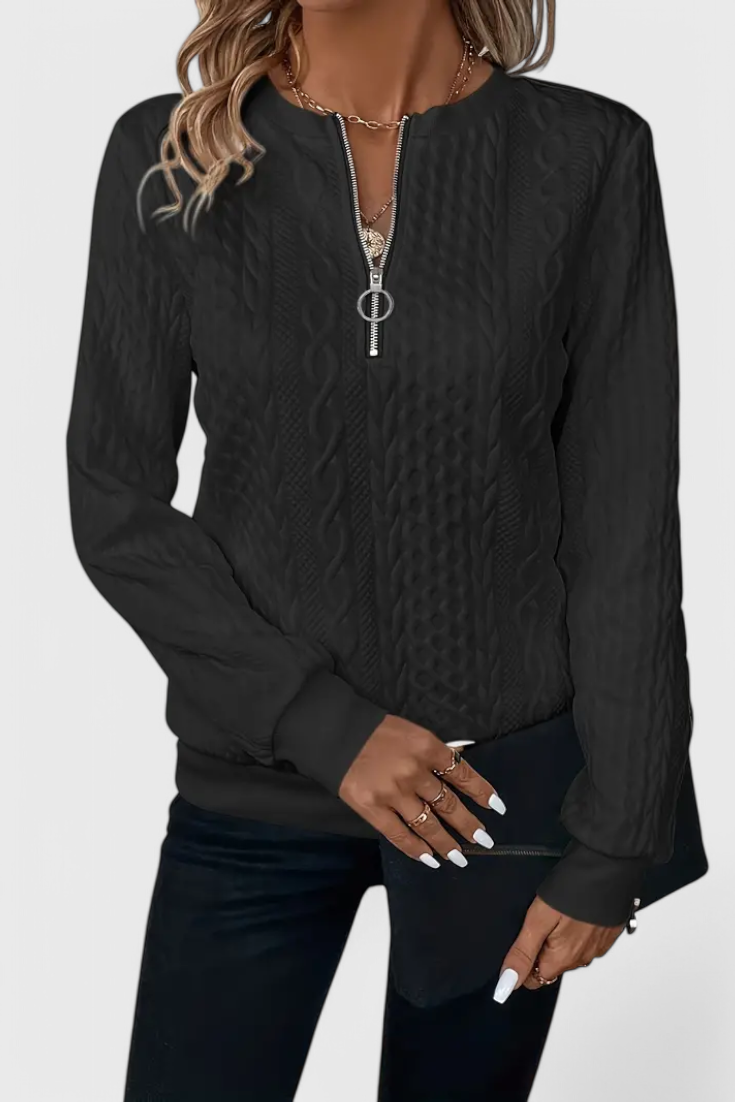 Zoey | Weicher Strickpullover mit Reißverschluss