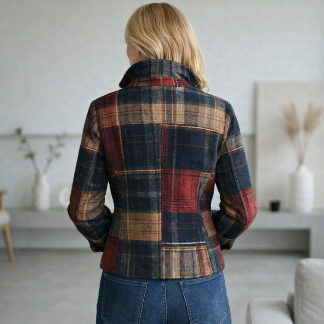 Natalia – Karierte Übergangsjacke mit Kragen