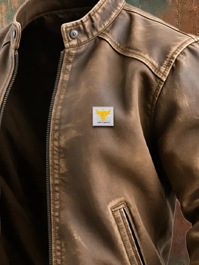 GEALTERTE BRAUNE STOFFJACKE IN KLASSISCHEM SCHNITT