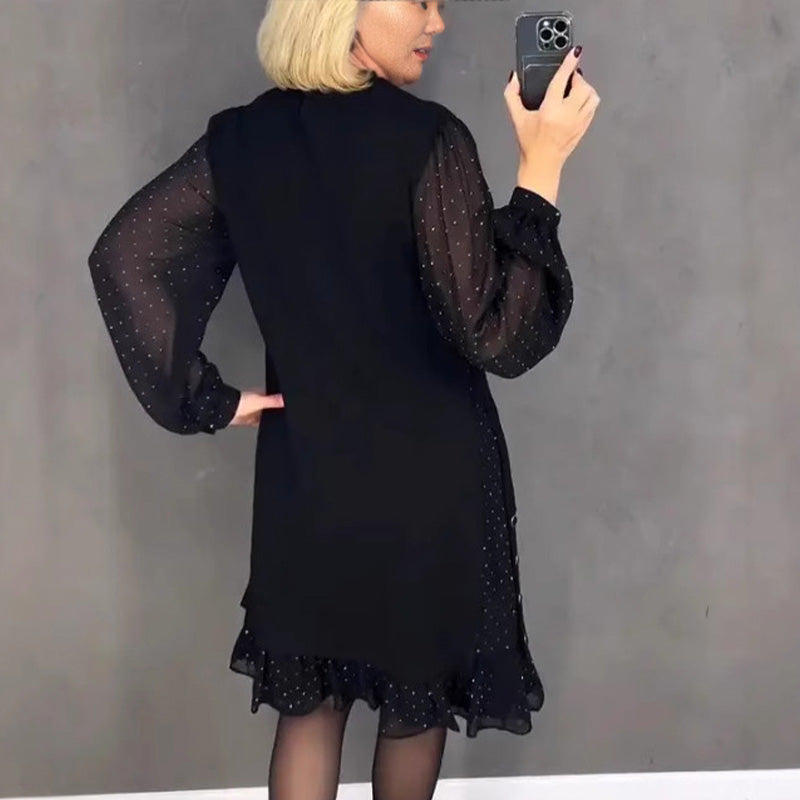 Estela | Elegantes Kleid mit Kristallen und Rundhalsausschnitt