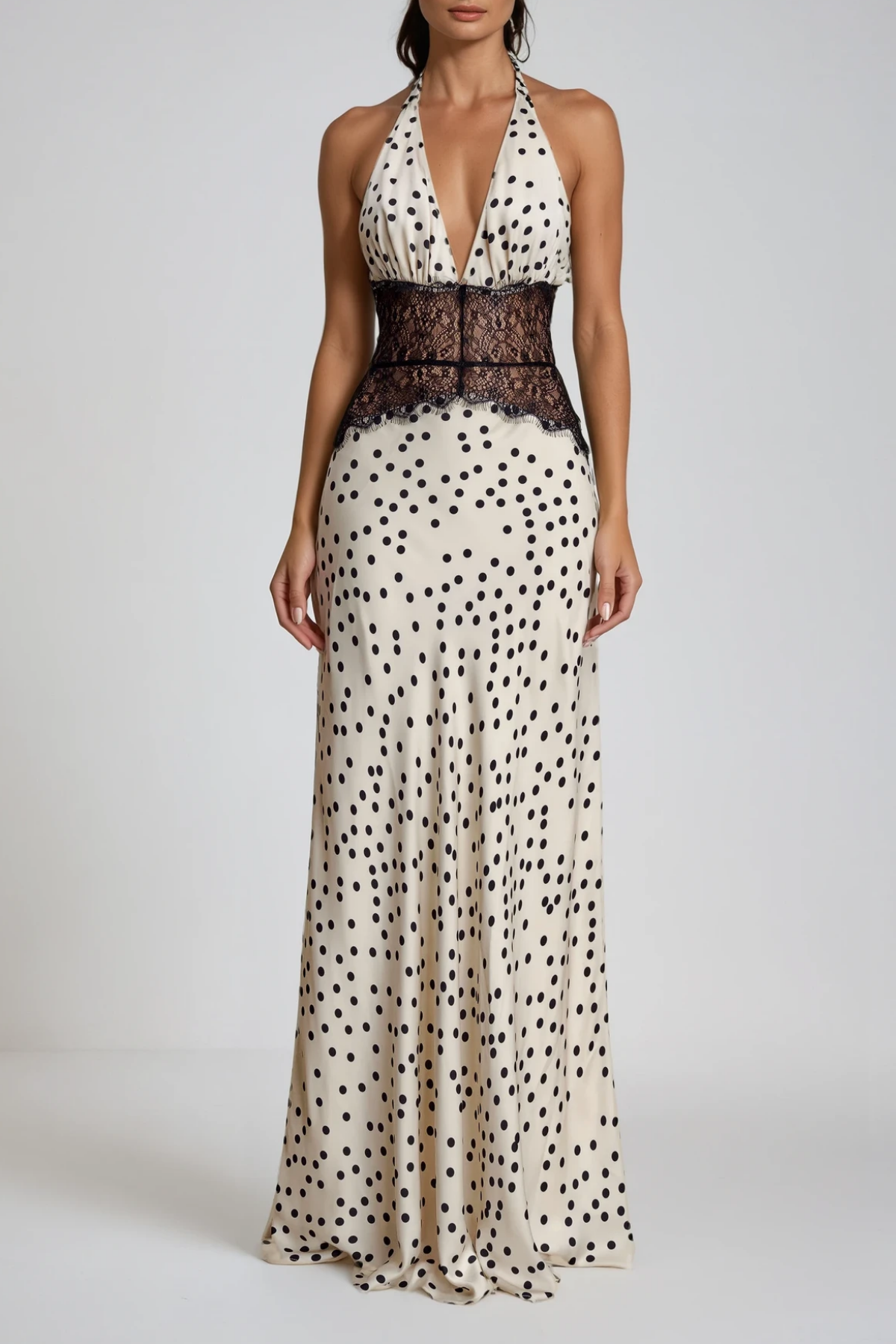 Clara™ | Elegantes Maxikleid mit Polka Dots und Spitze