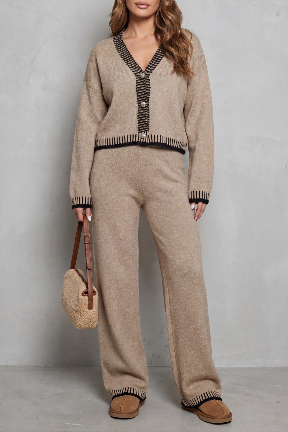 Amelia™ | Entspanntes Strickset mit Kontrastdetails