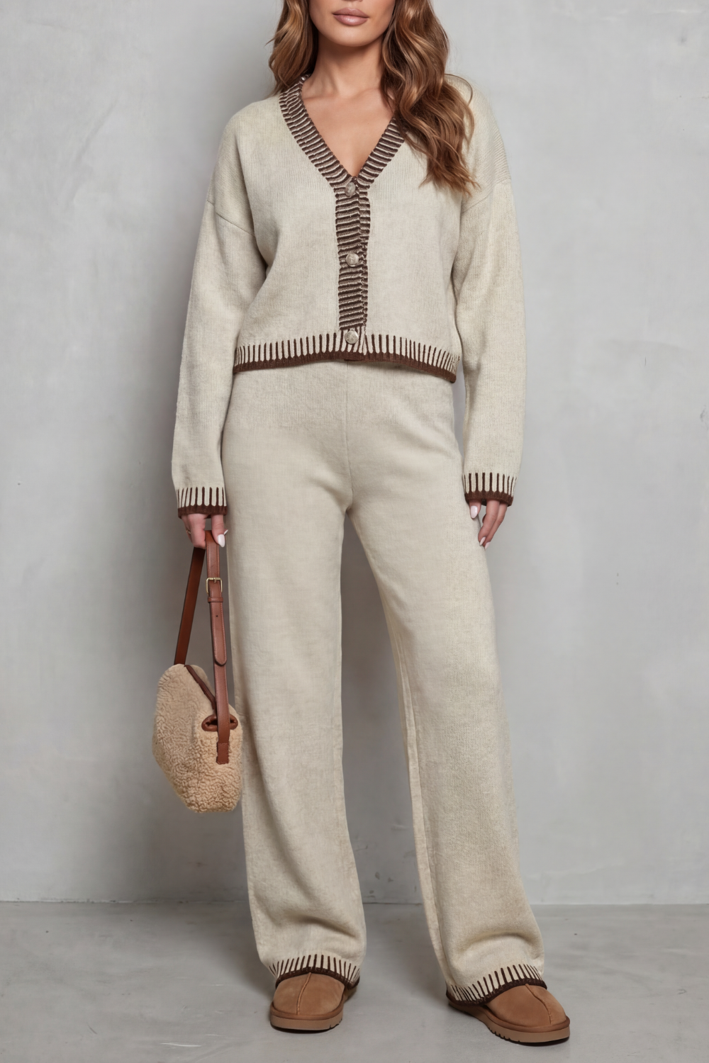Amelia™ | Entspanntes Strickset mit Kontrastdetails