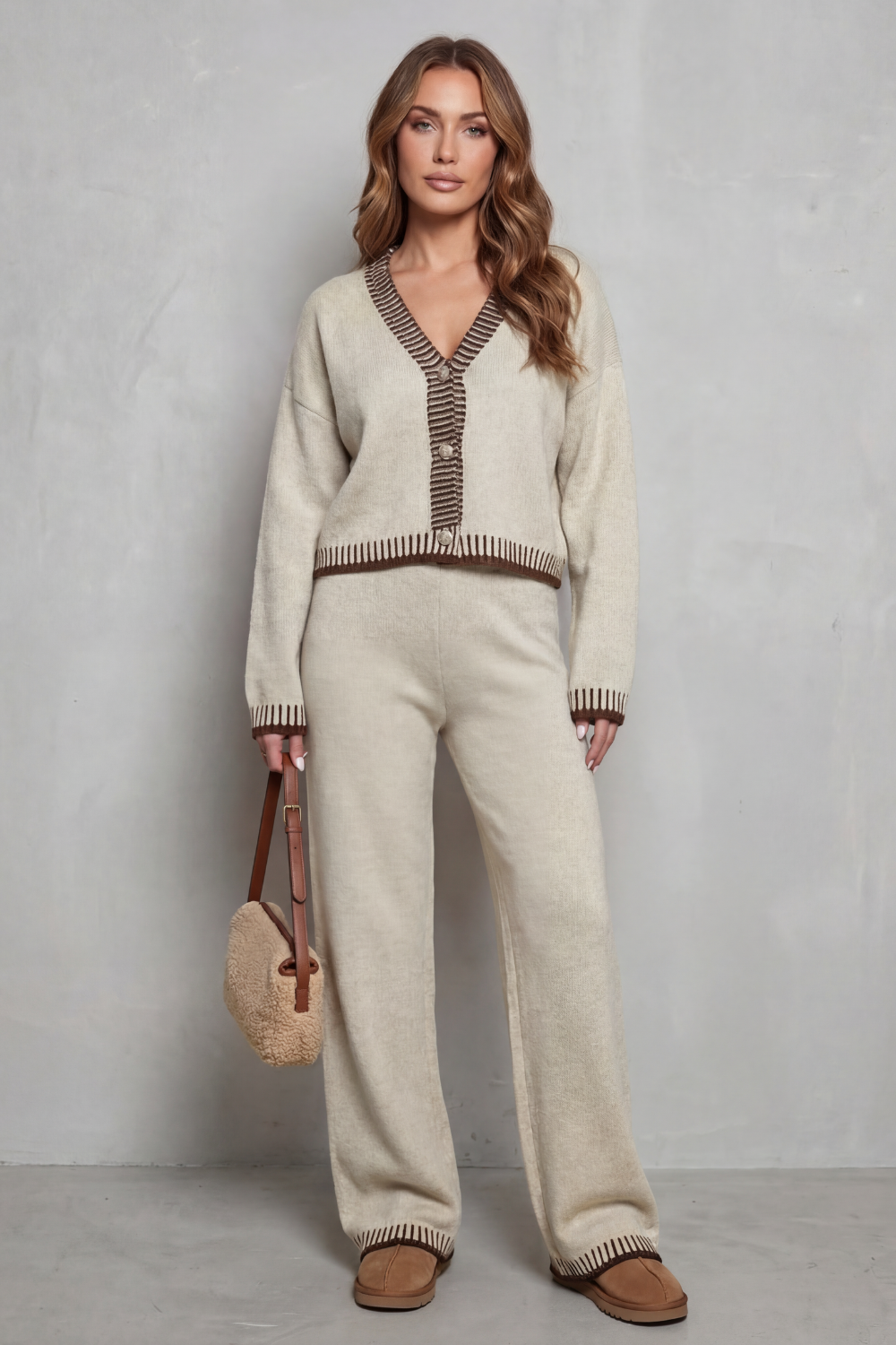 Amelia™ | Entspanntes Strickset mit Kontrastdetails