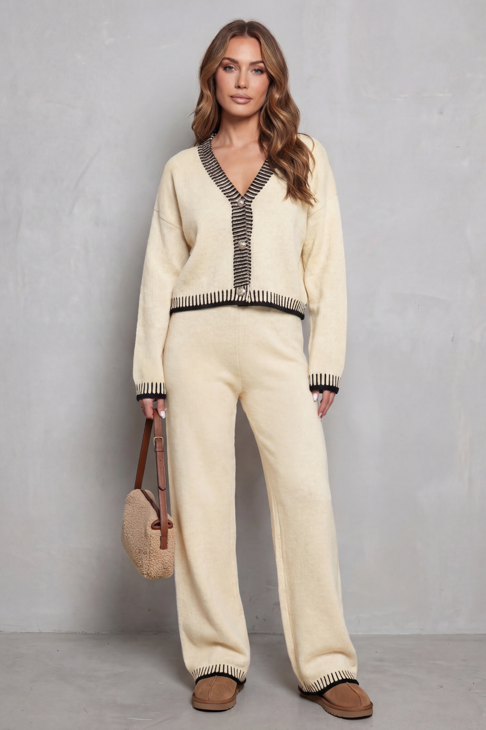 Amelia™ | Entspanntes Strickset mit Kontrastdetails