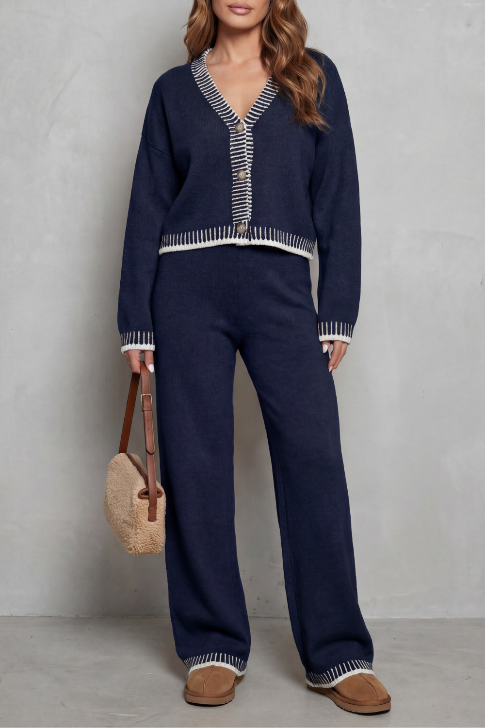 Amelia™ | Entspanntes Strickset mit Kontrastdetails
