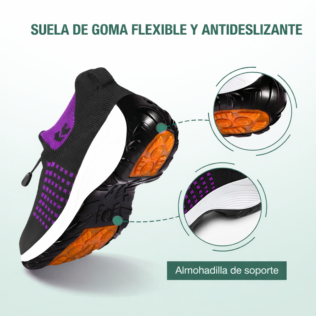 Ambulo Orthopädische Schuhe Stoff - Lila Schwarz