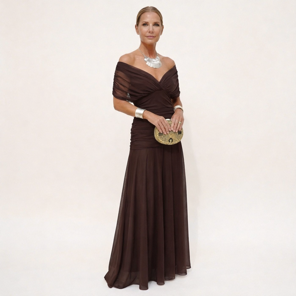 Velora™ | Langes geblümtes V-Ausschnitt-Kleid