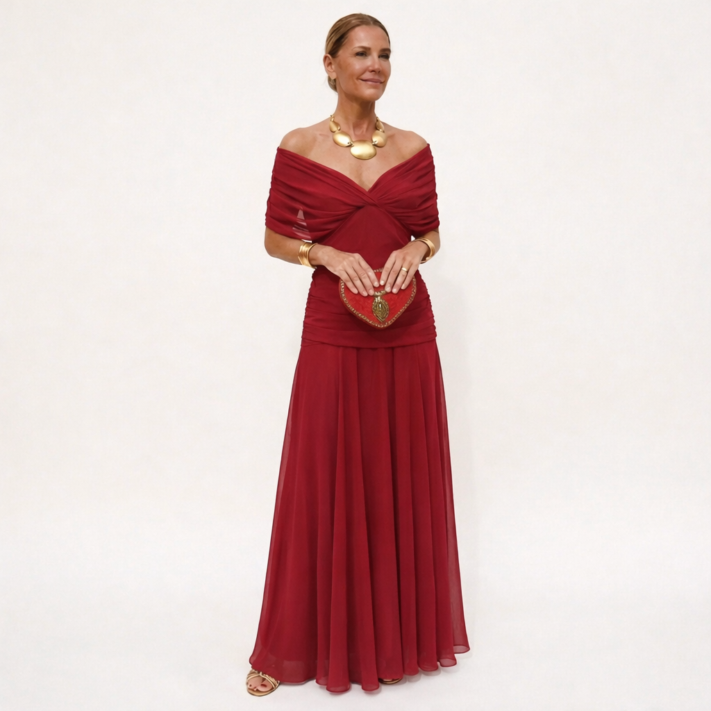 Velora™ | Langes geblümtes V-Ausschnitt-Kleid