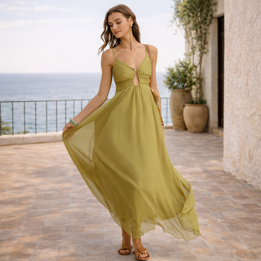 KLEID MAILAND™ | Ätherische Bewegung in Olivgrün
