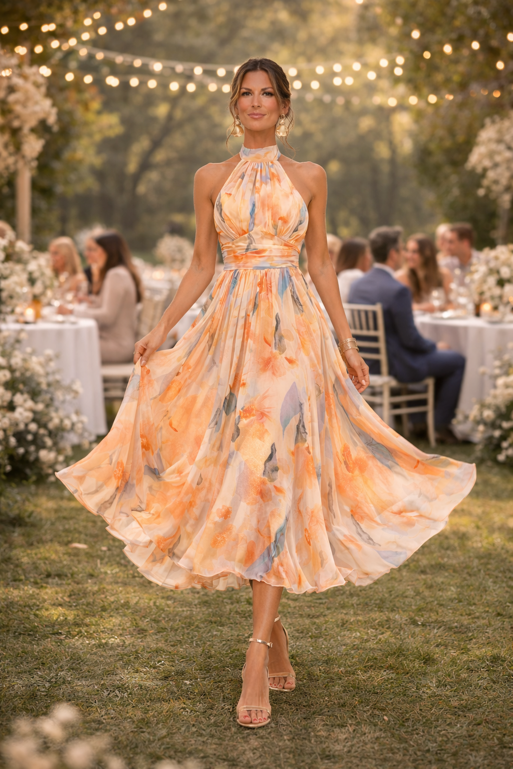 Esther™ | Neckholderkleid mit Aquarelldruck