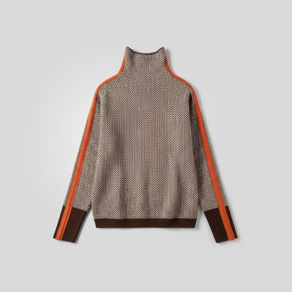 Elara | Rollkragenpullover mit Kontraststreifen