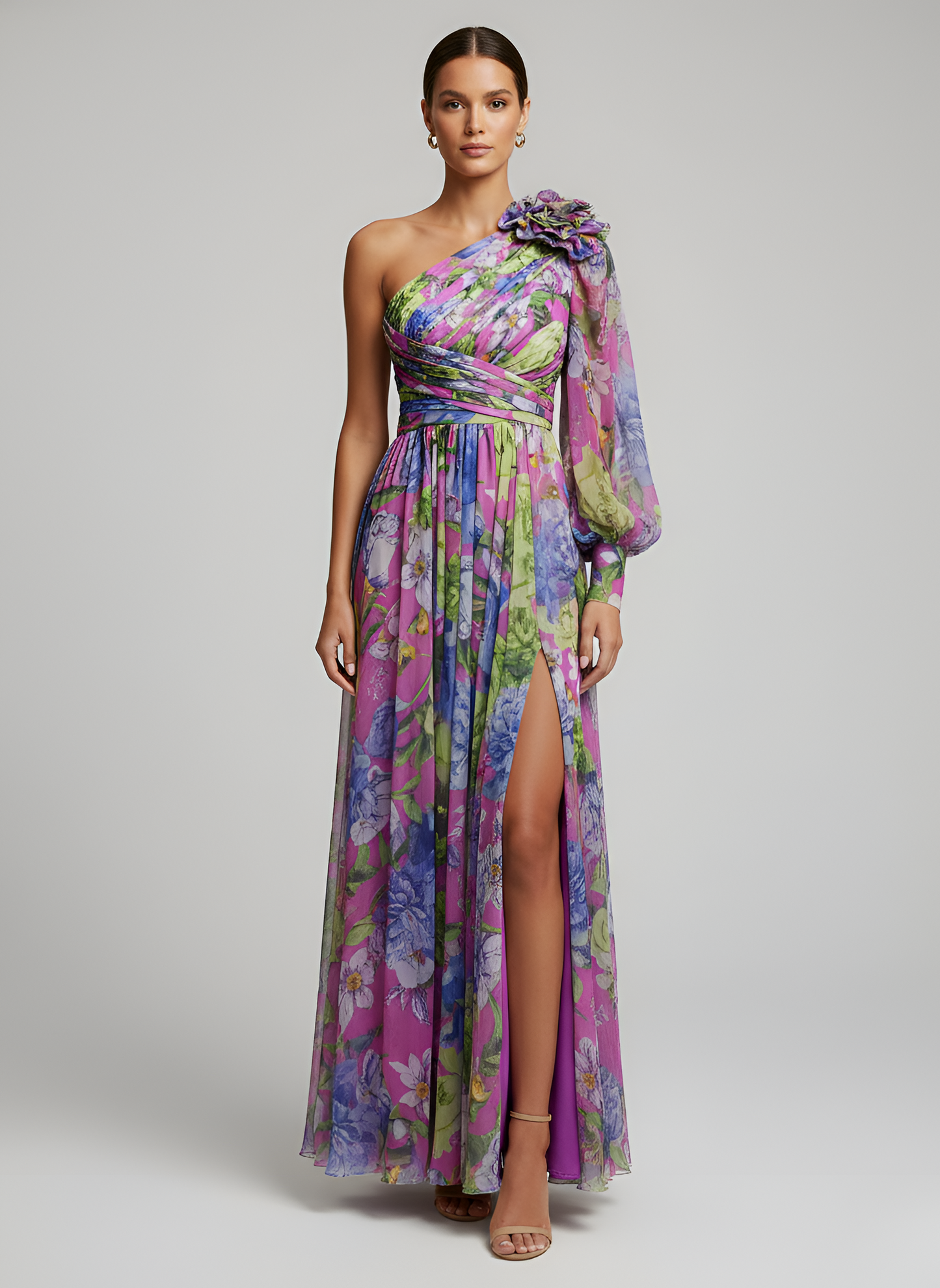Daniela™ | Asymmetrisches florales Impact-Kleid