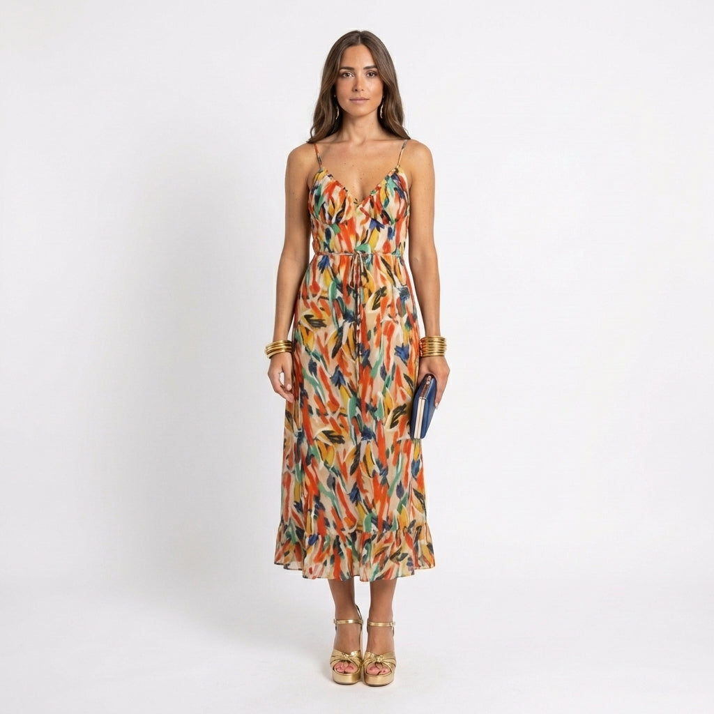 Yamy | Midikleid mit Print und Trägern