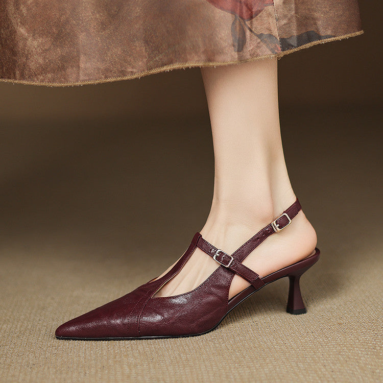 Echte Leder-High Heels in Schwarz
