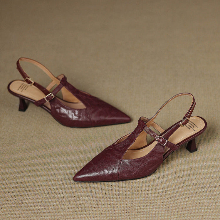 Echte Leder-High Heels in Schwarz