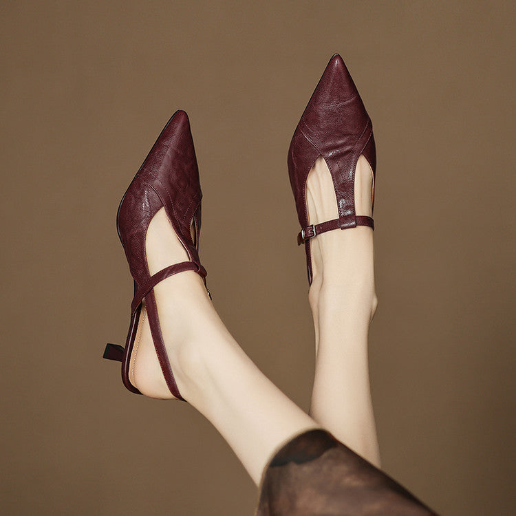 Echte Leder-High Heels in Schwarz