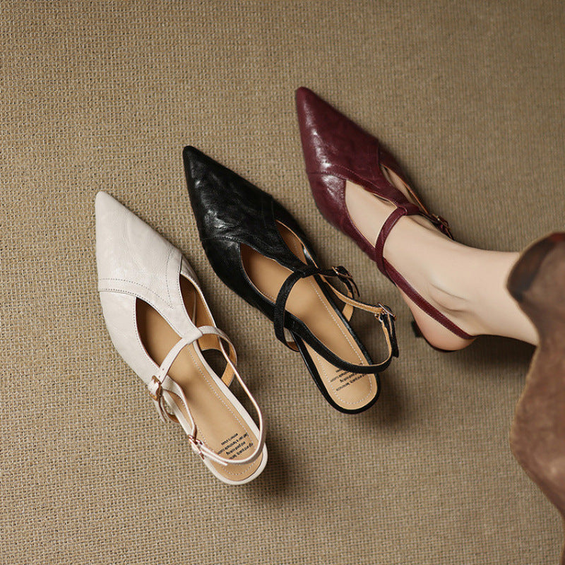 Echte Leder-High Heels in Schwarz