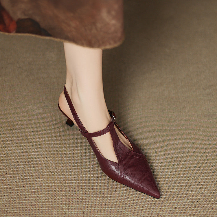 Echte Leder-High Heels in Schwarz