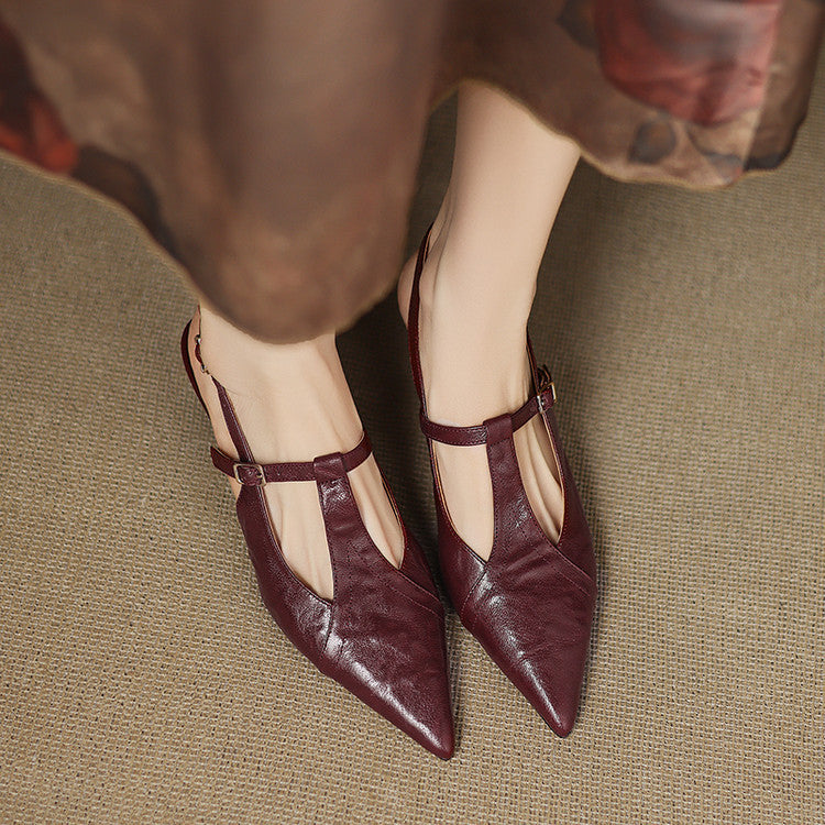 Echte Leder-High Heels in Schwarz