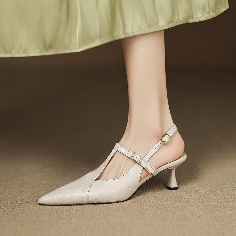 Echte Leder-High Heels in Schwarz
