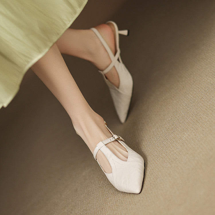 Echte Leder-High Heels in Schwarz