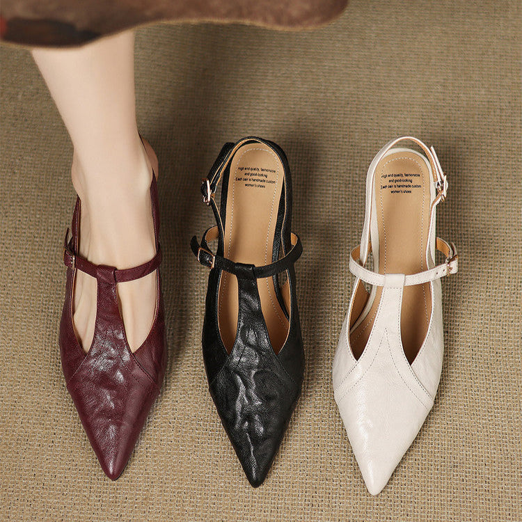Echte Leder-High Heels in Schwarz