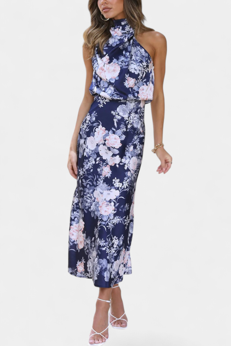 Lisa | Maxi-Kleid mit Blumenmuster und Neckholder