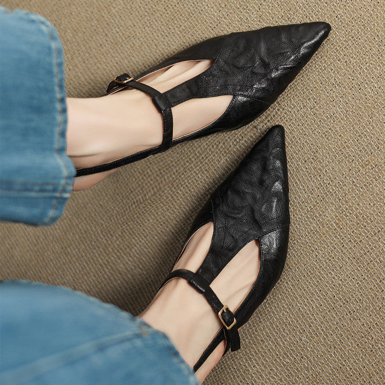 Echte Leder-High Heels in Schwarz